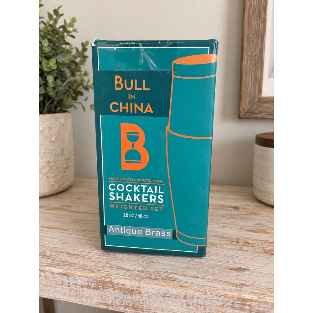 Bull in China Antique Brass Weighted Cocktail Shaker Set